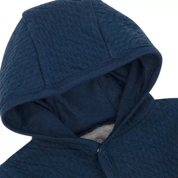 HonestBaby SnapFront Hooded Jackets SideSnap Top Hoodies in Cozy 100 Organic Cotton Infant Baby Boys Girls UnisexDark Navy