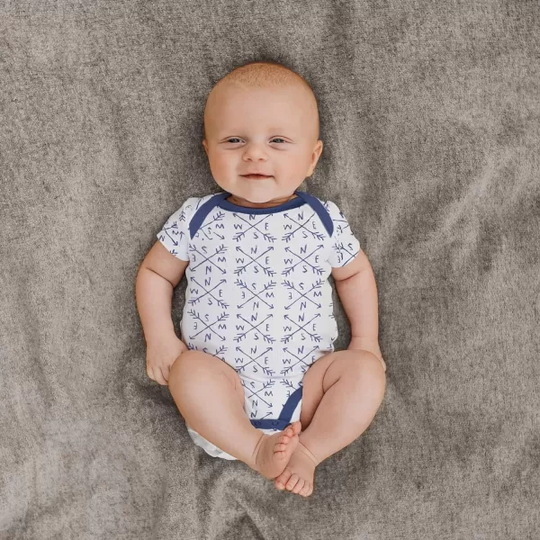 HonestBaby Unisex Baby Multipack Short Sleeve Bodysuits OnePiece 100 Organic Cotton3pack Watercolor World