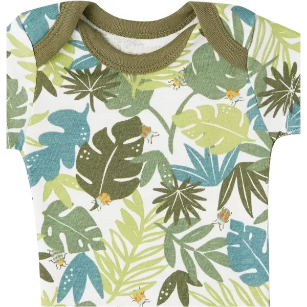 HonestBaby Unisex Baby Multipack Short Sleeve Bodysuits OnePiece 100 Organic Cotton4pack Jungle Jam