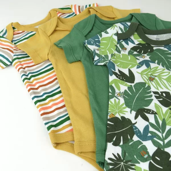 HonestBaby Unisex Baby Multipack Short Sleeve Bodysuits OnePiece 100 Organic Cotton4pack Jungle Jam
