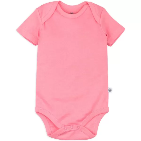 HonestBaby babygirls 5pack Short Sleeve Bodysuits Onepiece 100 Organic Cotton for Infant Baby Girls5pack Pink Sands