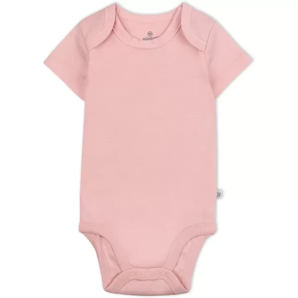 HonestBaby babygirls 5pack Short Sleeve Bodysuits Onepiece 100 Organic Cotton for Infant Baby Girls5pack Pink Sands
