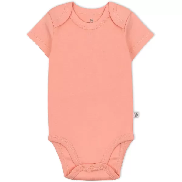 HonestBaby babygirls 5pack Short Sleeve Bodysuits Onepiece 100 Organic Cotton for Infant Baby Girls5pack Pink Sands