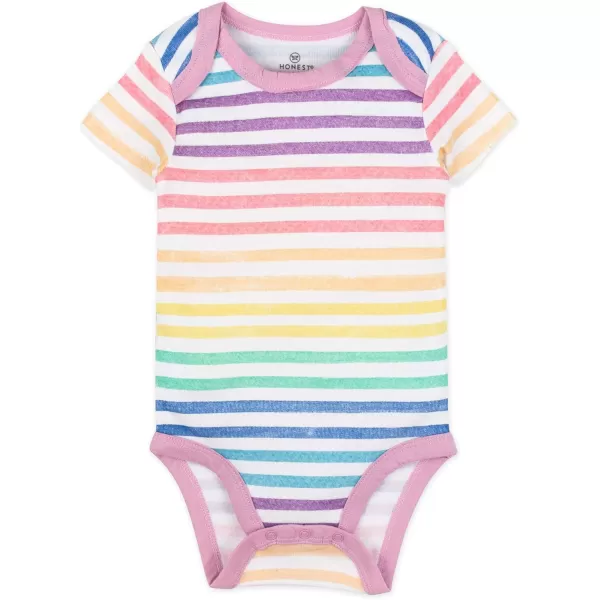 HonestBaby babygirls 5pack Short Sleeve Bodysuits Onepiece 100 Organic Cotton for Infant Baby Girls5pack Rose Blossom