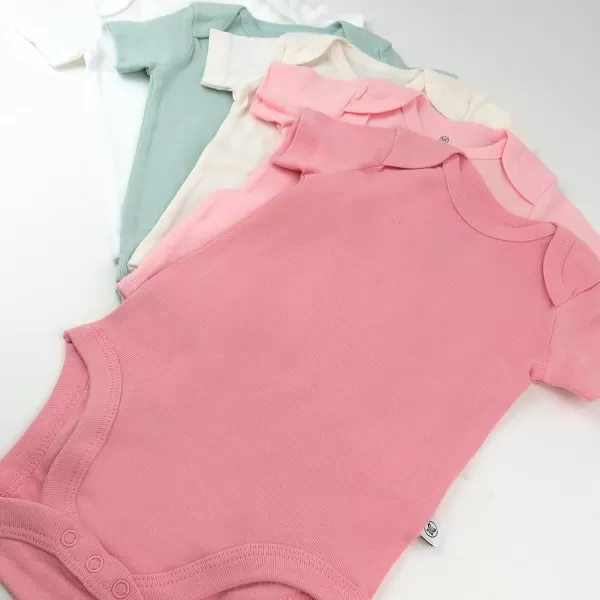 HonestBaby babygirls 5pack Short Sleeve Bodysuits Onepiece 100 Organic Cotton for Infant Baby Girls5pack Strawberry Cream