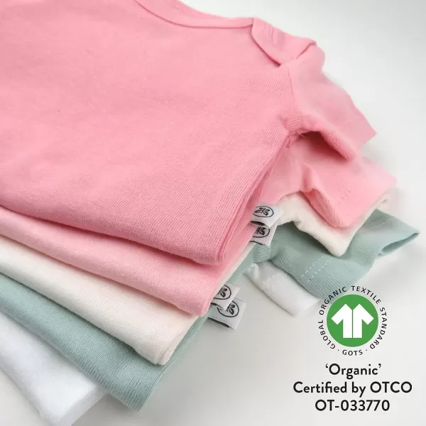 HonestBaby babygirls 5pack Short Sleeve Bodysuits Onepiece 100 Organic Cotton for Infant Baby Girls5pack Strawberry Cream