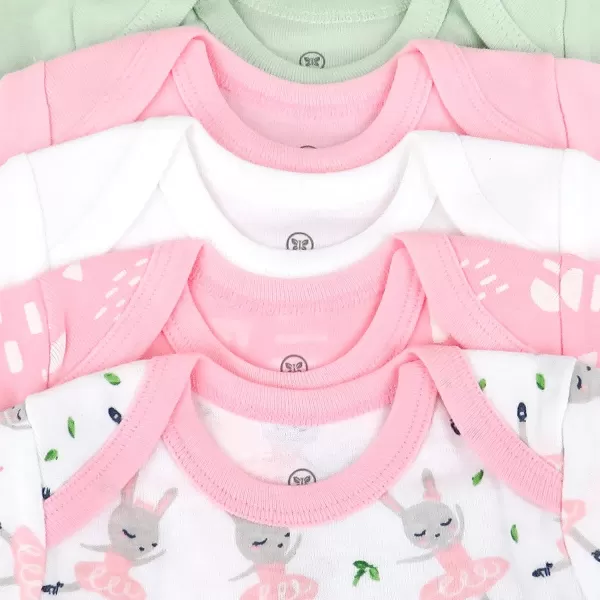 HonestBaby babygirls 5pack Short Sleeve Bodysuits Onepiece 100 Organic Cotton for Infant Baby Girls5pack Tutu Cute
