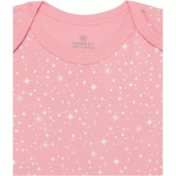 HonestBaby babygirls 5pack Short Sleeve Bodysuits Onepiece 100 Organic Cotton for Infant Baby Girls5pack Twinkle Star Pink