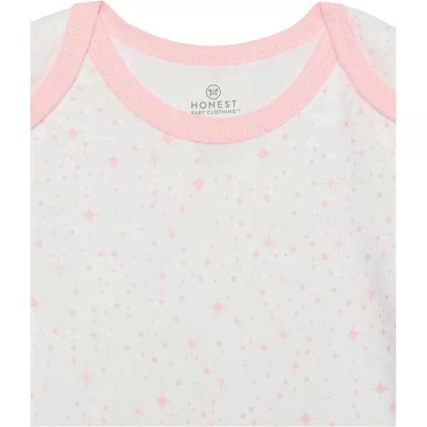 HonestBaby babygirls 5pack Short Sleeve Bodysuits Onepiece 100 Organic Cotton for Infant Baby Girls5pack Twinkle Star Pink