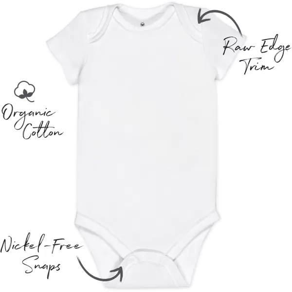 Honestbaby 10Pack Short Sleeve Bodysuits OnePiece 100 Organic Cotton for Infant Baby Boys Girls UnisexBright White