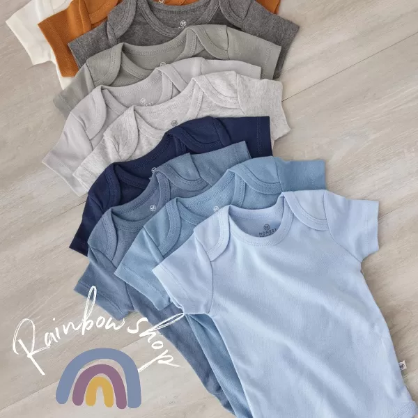 Honestbaby 10Pack Short Sleeve Bodysuits OnePiece 100 Organic Cotton for Infant Baby Boys Girls UnisexPrep School Rebel Boy
