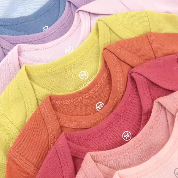 Honestbaby 10Pack Short Sleeve Bodysuits OnePiece 100 Organic Cotton for Infant Baby Boys Girls UnisexRainbow Gems Pinks