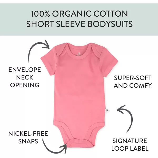 Honestbaby 10Pack Short Sleeve Bodysuits OnePiece 100 Organic Cotton for Infant Baby Boys Girls UnisexRainbow Pinks