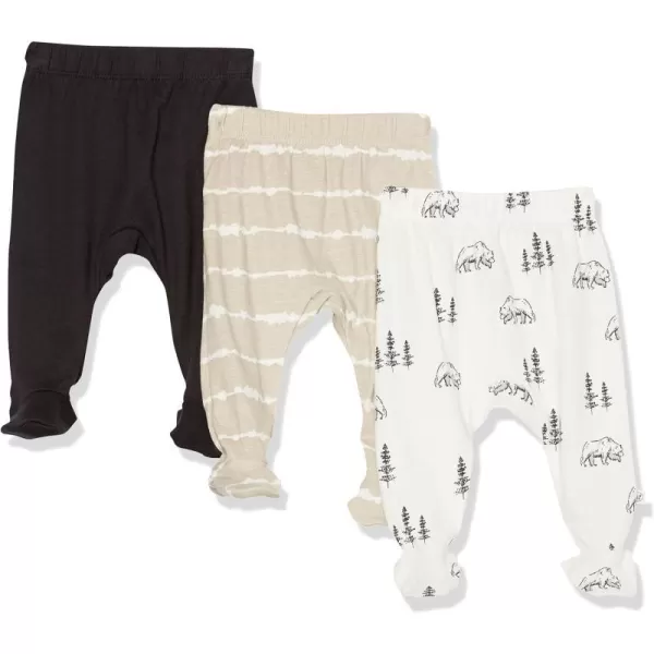 HonestBaby 3Pack Footed Pants Roomy Fit Pull on Bottoms 100 Organic Cotton for Infant Baby Boys Girls amp Unisex LegacyBear White