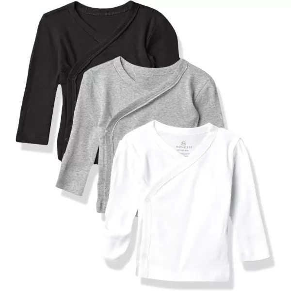 HonestBaby 3Pack Long Sleeve SideSnap Kimono Tops Newborn for Infant Boys Girls Unisex Baby 100 Organic CottonGray Ombre