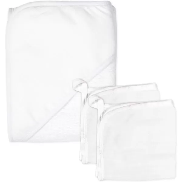 HonestBaby 3Piece Organic Cotton Hooded Towel amp Washcloth Set Rose Blossom One SizeOne Size Bright White