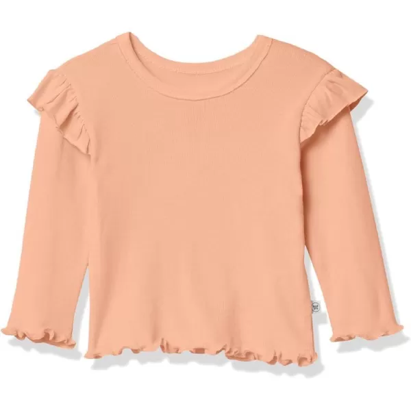 HonestBaby Baby Girls Organic Cotton Rib Ruffle Long Sleeve TShirt LegacyRoebuck