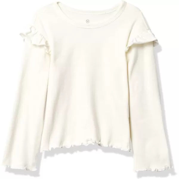 HonestBaby Baby Girls Organic Cotton Rib Ruffle Long Sleeve TShirt LegacySugar Swizzle