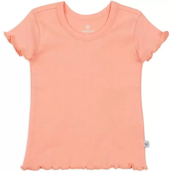 HonestBaby Baby Girls Organic Cotton Rib Short Sleeve TShirt LegacyCoral Pink