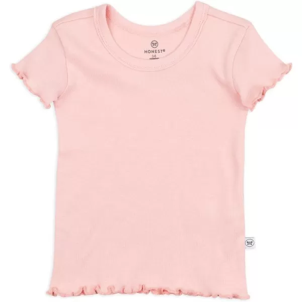 HonestBaby Baby Girls Organic Cotton Rib Short Sleeve TShirt LegacyPeach Skin