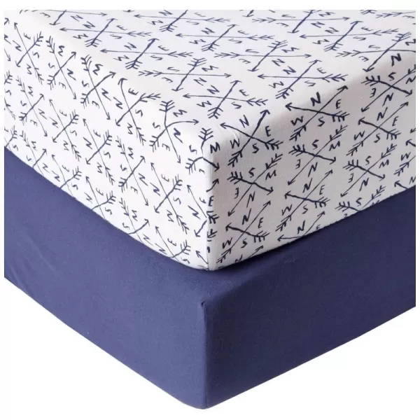 HonestBaby Boys Organic Cotton Changing Pad Cover Blue Painted Buffalo Check One Size2Piece CompassNavy One Size