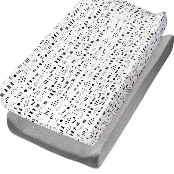 HonestBaby Boys Organic Cotton Changing Pad Cover Blue Painted Buffalo Check One Size2Piece Pattern PlayHeather Gray One Size