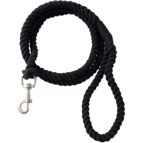 HonestBaby Collars and Leash Sets Braided and Vegan Suede for Dogs Organic Cotton for Pets BlackBlack XSmallBlackBlack Cotton Leash with Handle One Size