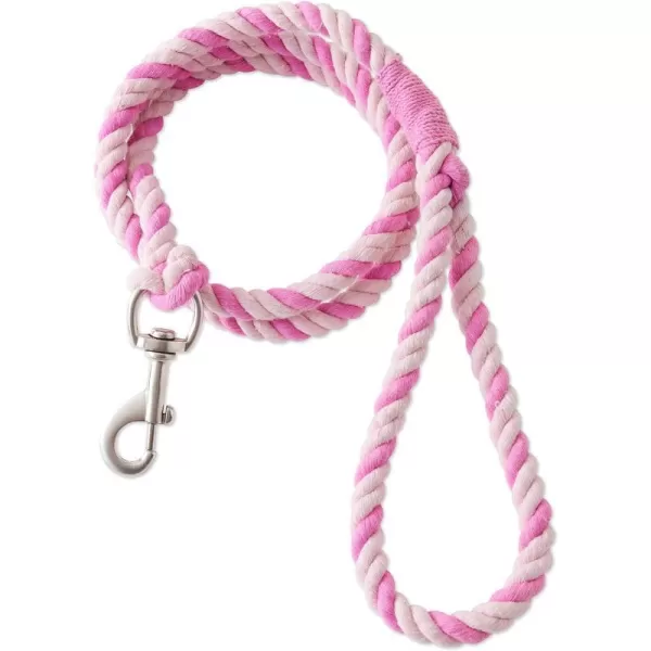 HonestBaby Collars and Leash Sets Braided and Vegan Suede for Dogs Organic Cotton for Pets BlackBlack XSmallSoft PinkBright Pink Cotton Leash with Handle One Size