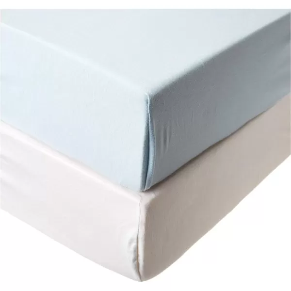 2 Light Blue Fitted Crib Sheet Set