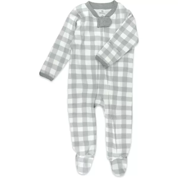 HonestBaby Footed Sleep amp Play Pajamas Organic Cotton for Infant Baby Boys LEGACY1 Gray Buffalo Check Print