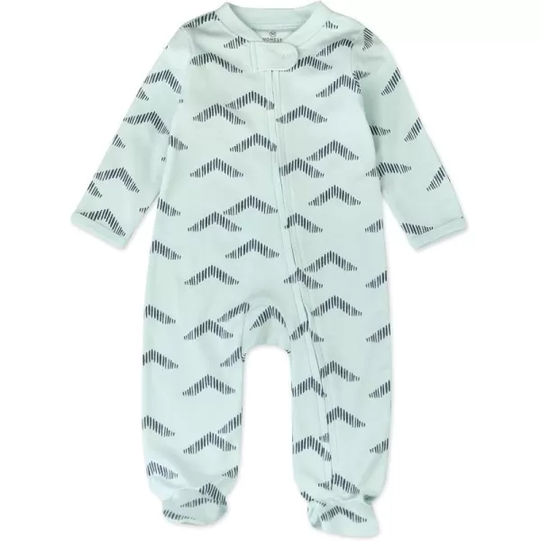 HonestBaby Footed Sleep amp Play Pajamas Organic Cotton for Infant Baby Boys LEGACY1 Pyramids Whispering Blue