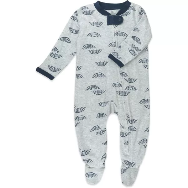 HonestBaby Footed Sleep amp Play Pajamas Organic Cotton for Infant Baby Boys LEGACY1 Rainbow Geo Heather Gray