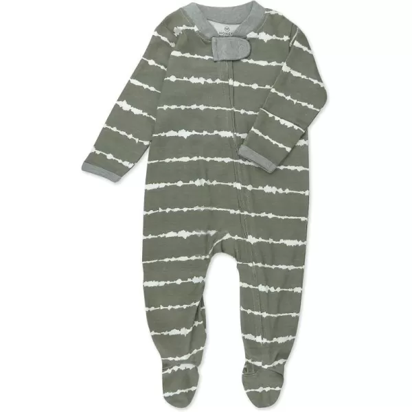 HonestBaby Footed Sleep amp Play Pajamas Organic Cotton for Infant Baby Boys LEGACY1 Shibori Stripe Gray