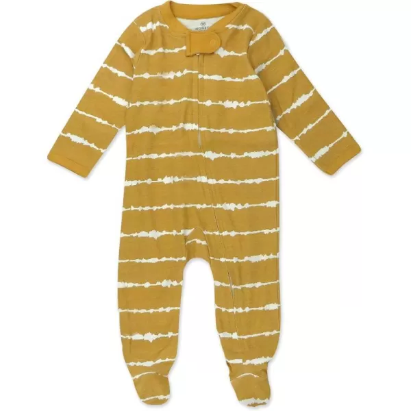 HonestBaby Footed Sleep amp Play Pajamas Organic Cotton for Infant Baby Boys LEGACY1 Shibori Stripe Honey