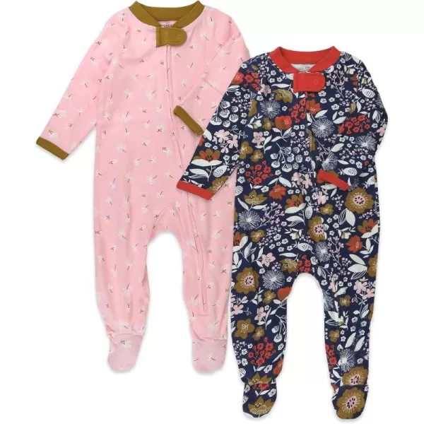 HonestBaby Footed Sleep amp Play Pajamas Organic Cotton for Infant Baby Boys LEGACY2 Copper Fields Floral Navy