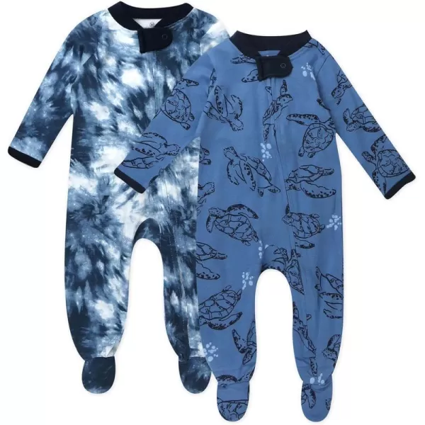 HonestBaby Footed Sleep amp Play Pajamas Organic Cotton for Infant Baby Boys LEGACY2 Jurassic Turtle Indigo