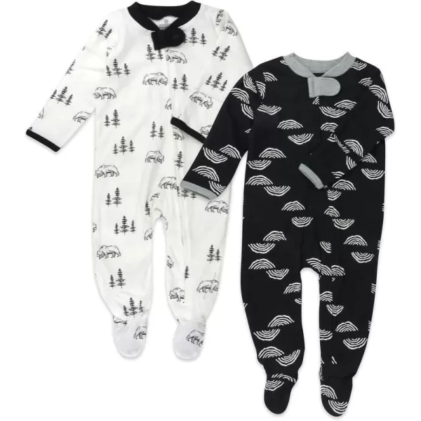 HonestBaby Footed Sleep amp Play Pajamas Organic Cotton for Infant Baby Boys LEGACY2 Rainbow Geo Black