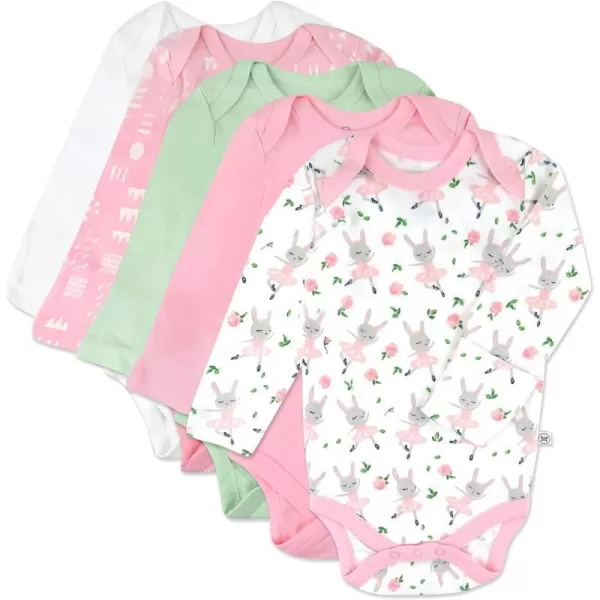 HonestBaby Long Sleeve Bodysuits Multipack Organic Cotton for Infant Baby Girls5pack Tutu Cute