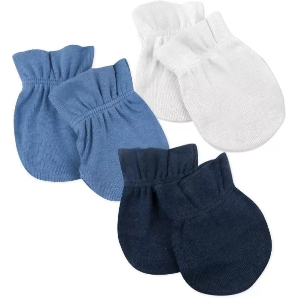 HonestBaby Multipack Baby Cap Hats and Mitts Sets No Scratch Mittens 100 Organic Cotton for Newborn Boys Girls Unisex3pack Ombre Blues