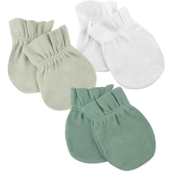 HonestBaby Multipack Baby Cap Hats and Mitts Sets No Scratch Mittens 100 Organic Cotton for Newborn Boys Girls Unisex3pack Sage Ombre