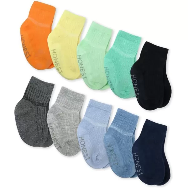 HonestBaby Multipack Cozy Socks Sustainably Made for Infant Baby Toddler Kids Boys Girls Unisex Men and WomenRainbow Blues