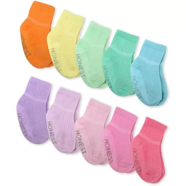 HonestBaby Multipack Cozy Socks Sustainably Made for Infant Baby Toddler Kids Boys Girls Unisex Men and WomenRainbow Pinks