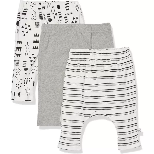 HonestBaby Multipack Harem Pants Roomy Fit Pull on Bottoms 100 Organic Cotton for Infant Baby Boys Girls Unisex Legacy3pack Pattern Play