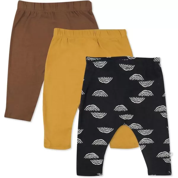 HonestBaby Multipack Harem Pants Roomy Fit Pull on Bottoms 100 Organic Cotton for Infant Baby Boys Girls Unisex Legacy3pack Rainbow Geo Black