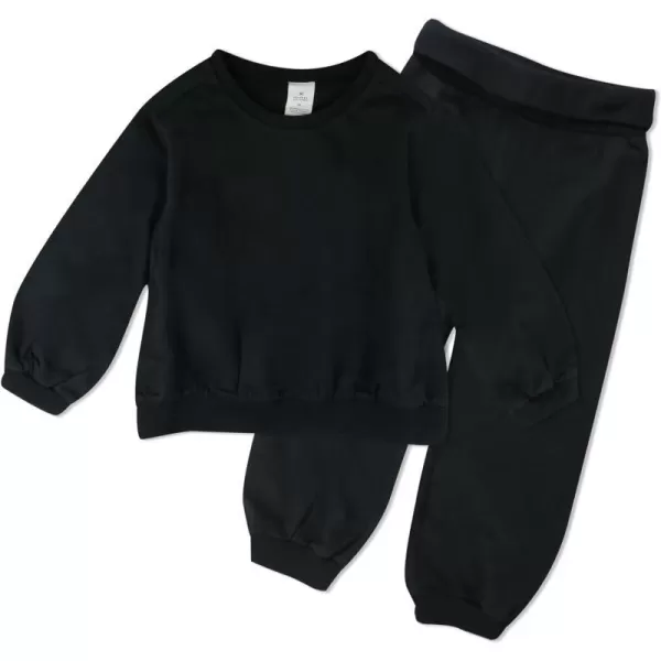 HonestBaby Multipack Pullover Hoodie Sweatshirt Jogger Sweatpant Sets Organic Cotton Baby Toddler Boys Girls UnisexBlack Night Sweatsuit