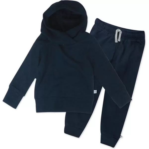 HonestBaby Multipack Pullover Hoodie Sweatshirt Jogger Sweatpant Sets Organic Cotton Baby Toddler Boys Girls UnisexDark Navy 2 Piece