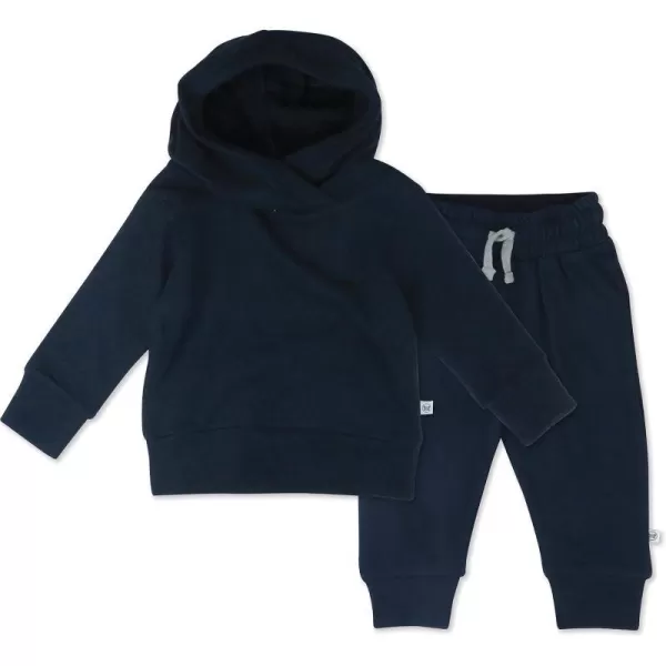 HonestBaby Multipack Pullover Hoodie Sweatshirt Jogger Sweatpant Sets Organic Cotton Baby Toddler Boys Girls UnisexDress Blues 2 Piece