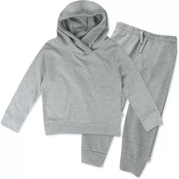HonestBaby Multipack Pullover Hoodie Sweatshirt Jogger Sweatpant Sets Organic Cotton Baby Toddler Boys Girls UnisexHeather Grey 2 Piece