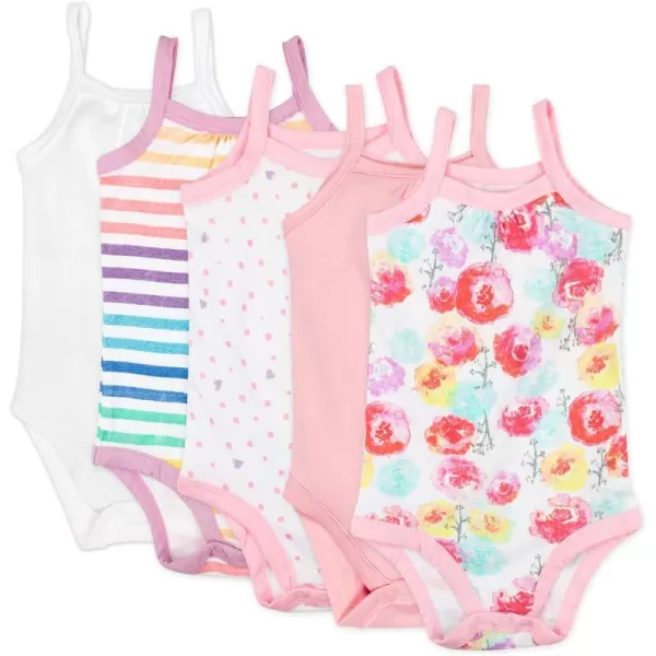 HonestBaby Multipack Sleeveless and Cami Bodysuits OnePiece 100 Organic Cotton for Infant Baby Boys Girls amp UnisexLEGACY5 Rose Blossom