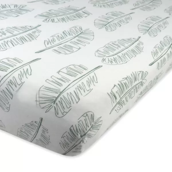 HonestBaby Organic Cotton Fitted Crib Sheet Strawberry Pink Floral One SizeJumbo Leaf Sage One Size